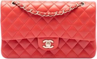 Chanel Pre-owned Classic Flap Schoudertas - Dames - Vintage Schoudertas - Oranje - ONE Size - Leer - Vintage