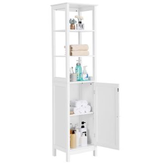 Yaheetech Yaheetech Mueble Columna de Baño Blanco Armario para Baño Alto Gabinete con 3 Estantes Abiertos Mueble Auxiliar para Baño Cocina 40 x 32 x 160 cm