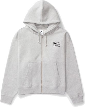 Nike x Stussy SS24 Full-Zip Fleece Hoodie Grey Black FJ9181-050
