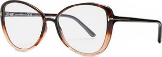 Tom Ford Oversized Optical Glasses, Optical Glasses, Brown Havana, Signature T Insert at Temples, Designer Plaque at Tips, Oversized - One Size