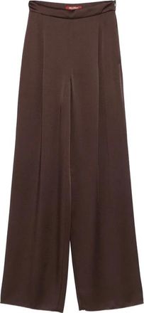 Max Mara Broeken, Dames, Bruin, M, Satijn, Wide Broeken