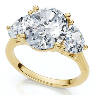 Pompeii3 Certified 3Ct Oval Trilogy Diamond Engagement Ring 14k Gold or Pt Lab Grown