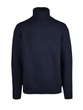 Add Ribbed Knit Turtleneck Sweater in Deep Navy