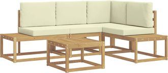 vidaXL Conjunto De Sof&aacute;s De Exterior 4 Pieza Blanco Y Crema Poli&eacute;ster Vidaxl
