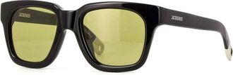 Jacquemus Sunglasses Square Full Rim, Shiny Black Frame And Green Lens Jac/20C1