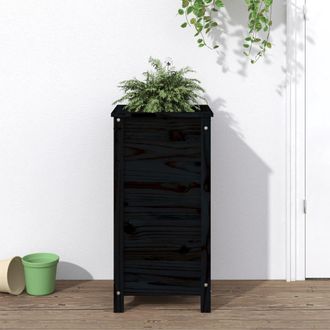vidaXL Vidaxl - Jardinera Madera Maciza De Pino Negro 40x40x78 Cm