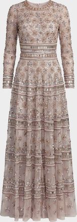 Mac Duggal Bead Embroidered A-Line Gown