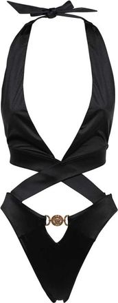 Versace Logo Badpak met Uitsnijdingen - Dames - Badpakken - Zwart - S - Badmode