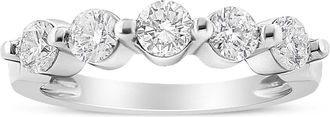 House of Brilliance 14K White Gold 1.00 Cttw Round Cut Diamond 5-Stone Band Ring at Nordstrom, Size 7