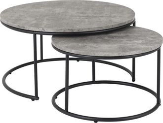 Seconique Athens Industrial Style Round Coffee Table Set Concrete Effect