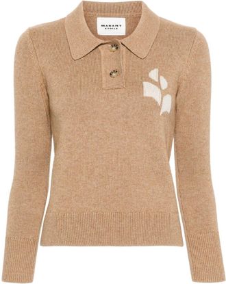 Isabel Marant Nola knitted polo sweatshirt - women - Wool/Organic Cotton - 38 - Brown