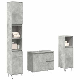 Berkfield Home 3 Piece Bathroom Furniture Set Concrete Grey Engineered Wood