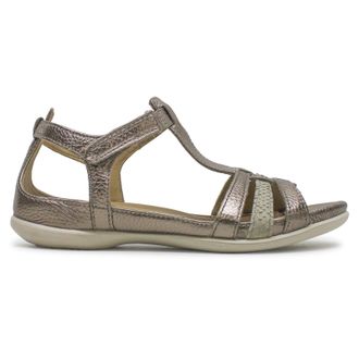 Ecco Ecco Flash Leather Womens Casual Sandals - Warm Grey Metallic - Size:UK 8-8.5