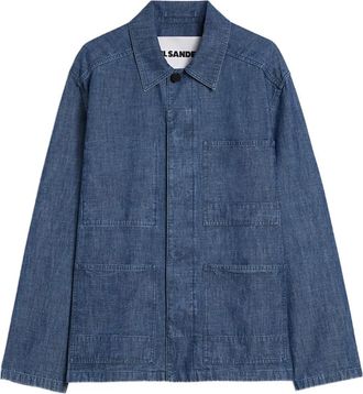 Jil Sander Giacca-camicia con applicazione - Blu