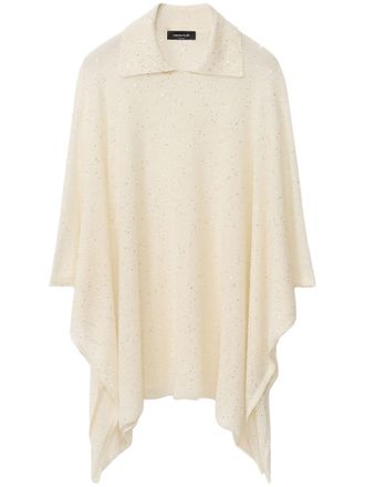 Fabiana Filippi sequin cape - women - Polyamide/Mohair/Elastane - OS - Neutrals