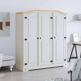 Berkfield Home Wardrobe Mexican Pine Corona Range 3 Doors White
