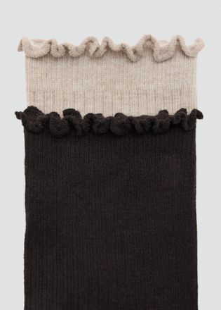 Mango Pack 2 calzini cotone coste cioccolato - Donna - Taglia unica - MANGO