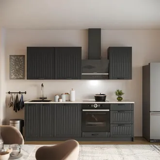 Vicco Cucina Componibile Fame-line, Grigio Scuro/antracite, 230 Cm, Pl Rovere, Vicco