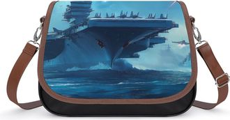 Generic Military USS Enterprise Ship Small Womens Crossbody Bags Shoulder Handbag with Adjustable Strap for Travel