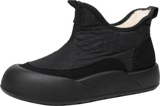 Generic Spring Shoes for Women Warm Lined Cotton Shoes for Women UK Boots (Black, 3.5)