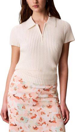 Calvin Klein Zigzag Rib Zip Polo Shirt