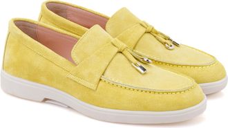Desa Womens Suede Slip-Ons - Leather Lining, Synthetic Sole, Flat Heel | Yellow - 40