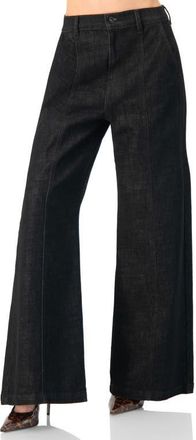 Ivonne High-Waisted Wide-Leg Denim Jeans in Black at Nordstrom, Size 12