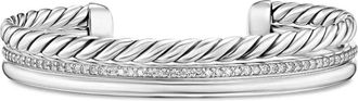 David Yurman Bracciale rigido DY Mercer Three Row in argento sterling con diamanti