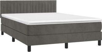 vidaXL Vidaxl - Cama Box Spring Colch&oacute;n Y Led Terciopelo Gris Oscuro 140x200 Cm