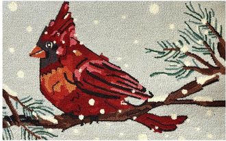 The Rug Market Cardinal In The Snow 24X36in Doormat