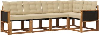 vidaXL Conjunto De Sof&aacute;s De Exterior 5 Uds. Natural Y Beige Vidaxl