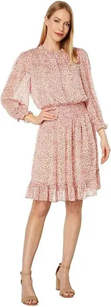 Tommy Hilfiger Dress Womens Dillon Ditsy Floral Peplum Ruffle Hem RED709