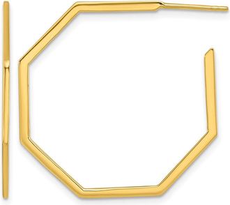 Diamond2Deal 14K Yellow Gold Polished 30mm Hollow Hoop Earrings