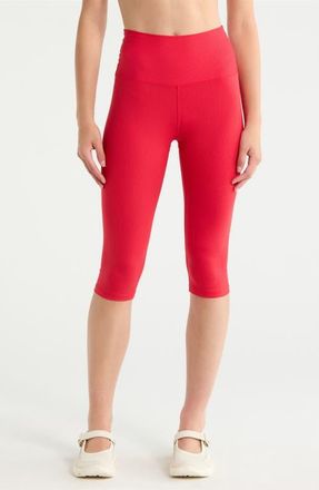 YEAR OF OURS Ribbed High Waist Capri Leggings in Cherry at Nordstrom, Size X-Small