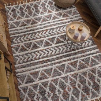 Paco Home Paco Home - Alfombra Salon De Habitacion Pelo Largo Boho Nordica Dibujo Geometrico Flecos 140x200 Cm, Multicolor 2