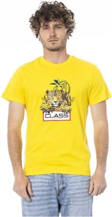 Cavalli Gele Logo T-shirt Korte Mouwen Ronde Hals - Heren - T-shirts - Geel - S - Katoen - Tops