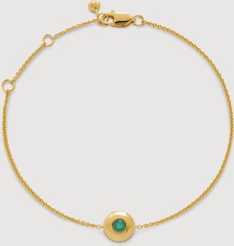 Monica Vinader Gold May Birthstone Chain Bracelet Emerald