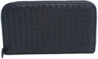Bottega Veneta Navy Leather Long Wallet (Bi-Fold) (Pre-Owned)