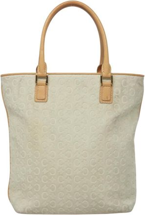 Celine Vintage Macadam Canvas White Suede Backpack Bag (Pre-Owned)