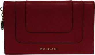 Bulgari Pink Red Color Leather Wallet (Bi-Fold) (Pre-Owned)