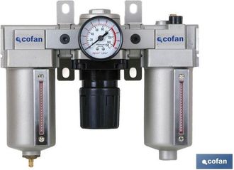 cofan Cofan - Filtro Regulador+lubricante 1, Regulador Decantador Y Lubricador De Instalaciones Neum&aacute;ticas De Hasta 5000 Litros De Caudal De Consumo. Varias