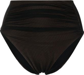 Self Portrait gathered high-waisted bikini bottoms - women - Elastane/Polyester/Polyester/Elastane - 6 - Black