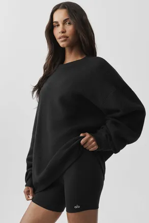 Alo | Triumph Restore Crew Neck Sweatshirt in Black, Size: Medium