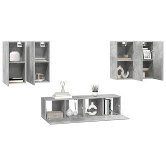 Berkfield Home Practical 6 Piece TV Cabinet Set Concrete Grey Engineered Wood