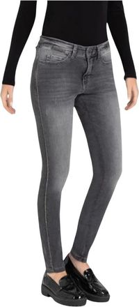 M.A.C Lichtgrijze Denim Skinny Jeans met Galon - Dames - Skinny Jeans - Grijs - XS - Denim - Jeans