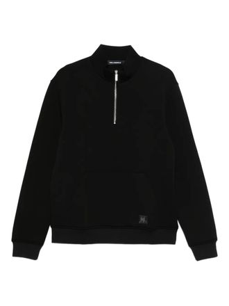 Karl Lagerfeld zip-up pouch-pocket sweatshirt - men - Cotton/Polyester - S - Black