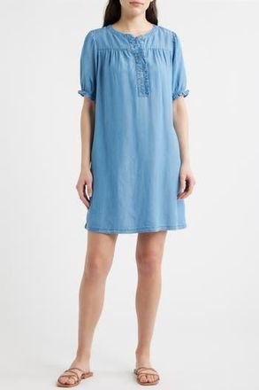 Beach Lunch Lounge Rhea Ruffle Shift Dress in Medium Wash at Nordstrom Rack, Size X-Small