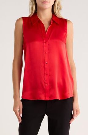 L'agence Emmy Sleeveless Silk Shirt in Lava Red at Nordstrom Rack, Size Medium