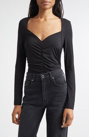 Veronica Beard Salem Ruched Top in Black at Nordstrom, Size X-Large
