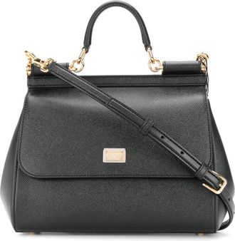 Dolce & Gabbana Black Sicily Medium Satchel Bag